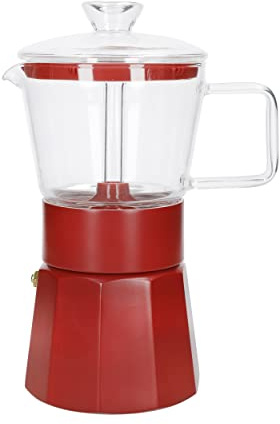 La Cafetière Verona Glass Espresso Maker, Red, 6 Cup, Gift Boxed