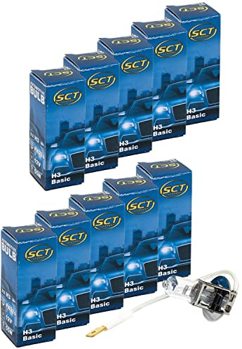 Glühbirne H3 Basic 12V 55W PK22s Halogen SCT Lampe Birne Glühlampe 10 Stück