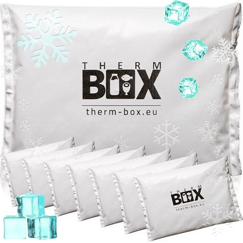 THERM BOX Profi Kühlakku für Kühlbox Set 8 Stück Groß 450g Wiederverwendbar Kühlpad Kühlpack Kühlbeutel Kühlkissen Weiß