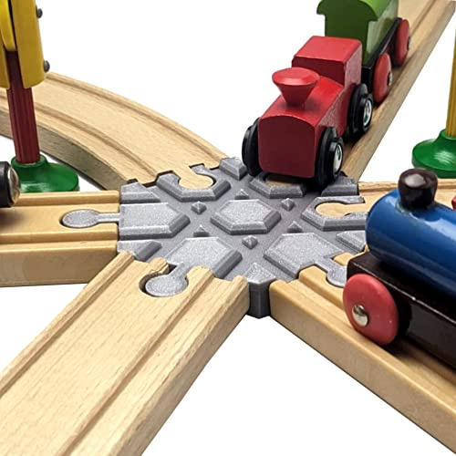 ULROAD 2 stycken träskenor adapter, mjuk korsning, kontakt lämplig för Thomas – Brio – IKEA träskenor skenor T styck (6 väg)