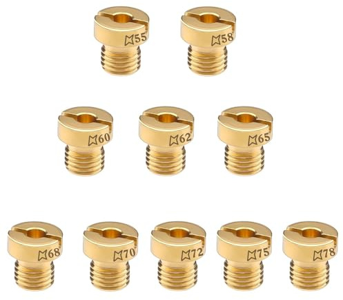 10 Stück Vergaser Düsen M6 Vergaserdüsen Hauptdüsenset Satz Vergaser Düse（55-78）55，58，60，62，65，68，70，72，75，78 Gasdüsen für Gasgrill Roller Motorrad Schaltmoped