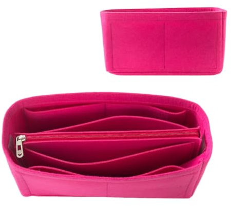 Mausouca Filz-Geldbörsen-Organizer mit Reißverschluss, Taschenorganizer für Damen, perfekt für Tragetasche, Neverfull Tote (Dunkelrosa, klein)