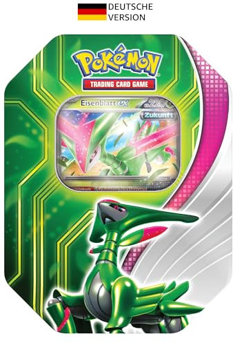 Pokémon-Sammelkartenspiel: Tin-Box Paradoxclash: Eisenblatt-ex (1 holografische Promokarte & 4 Boosterpacks)