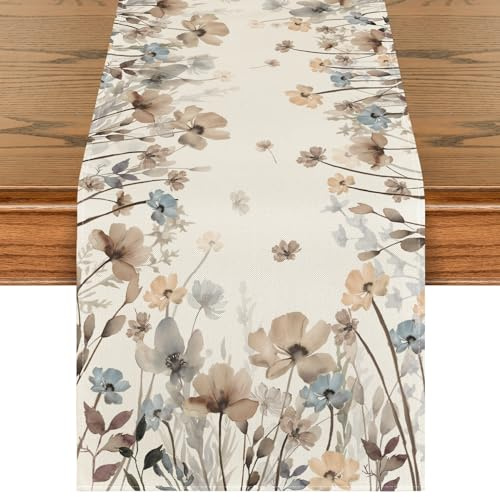 Artoid Mode Pittura a inchiostro a forma di papaveri, fiori, primavera, autunno, cucina, tavolo da pranzo, decorazione per interni, vacanze, feste, 40 x 140 cm