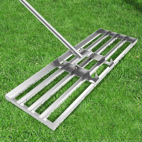 LYZXYZAI Raschietto Per Prato Rastrello Livellatore Per Prato Con Acciaio Inossidabile Con Manico Pieghevole Strumento Per Pianificazione Prato Per Giardino,001,76x25x190CM