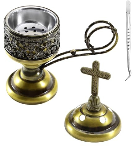 Yawlsow Incense Burner, Frankincense Charcoal Incense Stand, Bakhoor Incense Burner Holder, Ideal for Aromatherapy, Yoga and Spa, Home and Christian Church Censer, (Bronze)