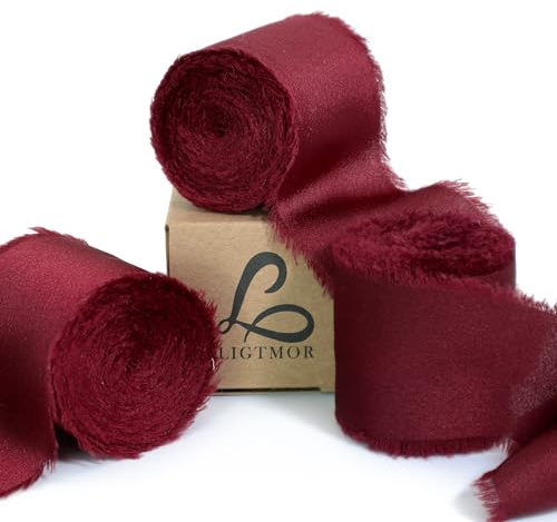 Ligtmor Geschenkband Satinband 3,8cm x 13,5m chiffonband Schleifenband Stoffband Hochzeit Seidenband - Dunkelrot