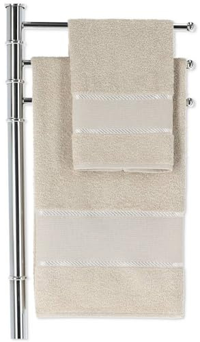 Casatessile Aida Coppia Asciugamani per Ricamo Set 2 Asciugamani Bagno Viso e Bidet - Beige Sabbia