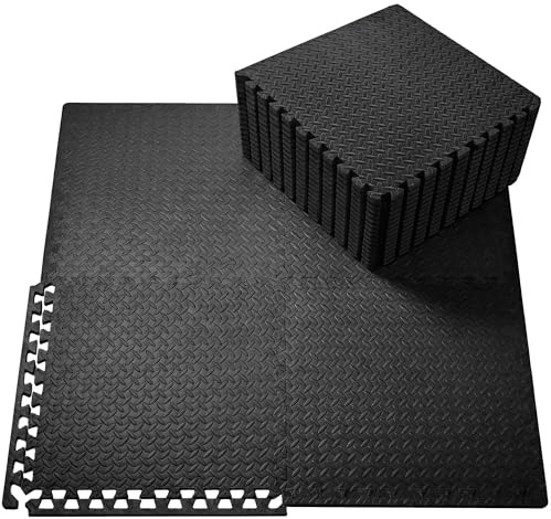 You vs You 2cm Extra Thick EVA Foam Mat Flooring, Multipacks of 4 Exercise Mats Interlocking Floor Tiles & Edging, Non-slip Workout Mat Padded 61cm x 61cm Inc Adhesive Discs (Pack of 4 (16 sq ft))