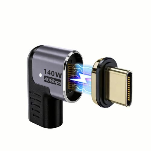 IVIVTOR Adaptateur USB c magnétique - 140W Magnetic USB-C Angle 40gb/s 24 Broches Adapter Compatible avec Les Ordinateurs Portables tablettes téléphones