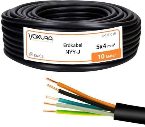 NYY-J 5x4 mm² 10m Ring Erdkabel Stromkabel Kupfer | Verlegung im Freien Erdreich