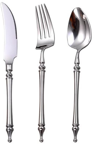 DUddTTW Flatware Set Retro Flatware Set 2/3 Pcs Knife Fork Spoon Stainless Steel Dinner Knives Home Kitchen Dinner Forks Reusable Silverware Set Safer