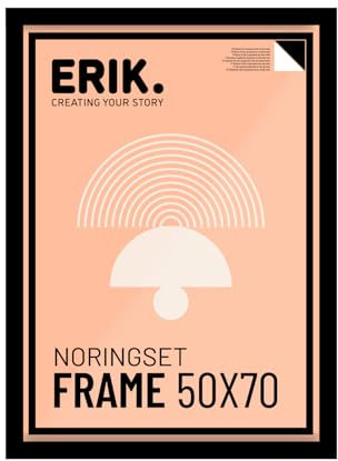 Grupo Erik Cornice 50x70 cm Nera - Portafoto da Parete 50x70 cm in MDF Effetto Legno per Poster, Quadri o Puzzle | Cornice da Parete con Packaging Protetto durante il Trasporto