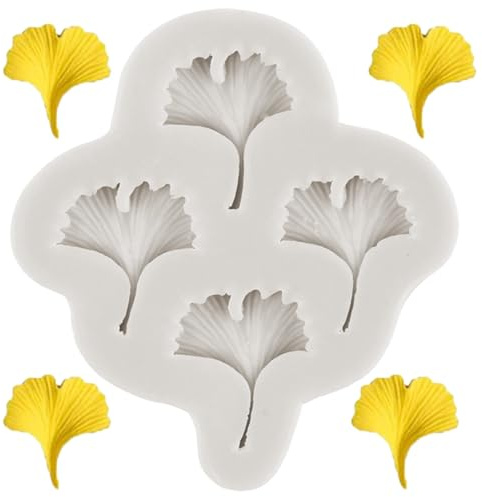 MINFEIDMS Blätter-Fondantformen, Mini-Ginkgo-Biloba-Fondantformen, Ginkgo-Biloba-Blätter, Schokoladen-Silikonform Zum Dekorieren Von Kuchen, Cupcake-Topper, Blütenpaste, Süßigkeiten, Polymer-Ton