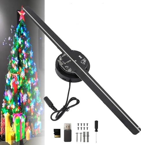 3D Hologram LED Fan Projector, 224 LED Light Beads Hologram Fan,Wifi, APP Control,16Inch Holographic Video Advertising Projector Display for Bar/Christmas Tree/Halloween Parties