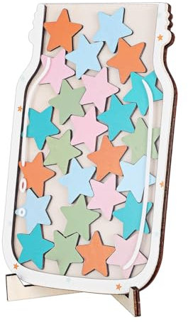 PartyKindom Belohnungsglas Für Junge Mädchen Mit Sternen Anreiz-belohnungssystem Positives Verstärkungstool Aus Acryl Und Holz Für Zuhause Und Klassenzimmer