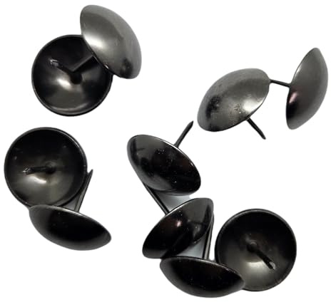 Just Accessories Upholstery Tacks, Antique Bronze, Brass, Grey Decorative Thumb Tacks, Furniture Push Nail Pins Round DIY 24mm x 24mm (25, Grey)