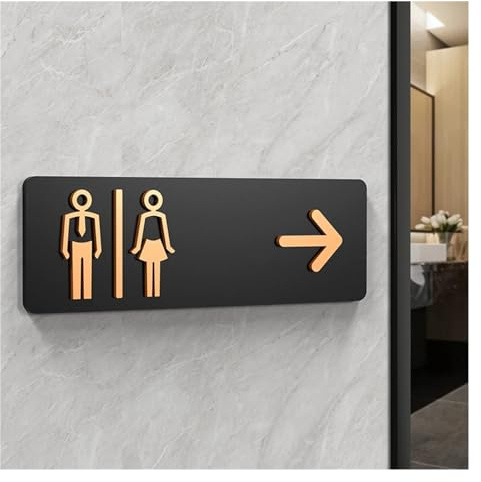 Cartello toilette Segnaletica for WC Segnaletica for bagno for uomini e donne WC Guida for WC pubblici Hotel a sinistra e a destra Segnaletica for bagno in acrilico a sinistra e a destra universale(7,