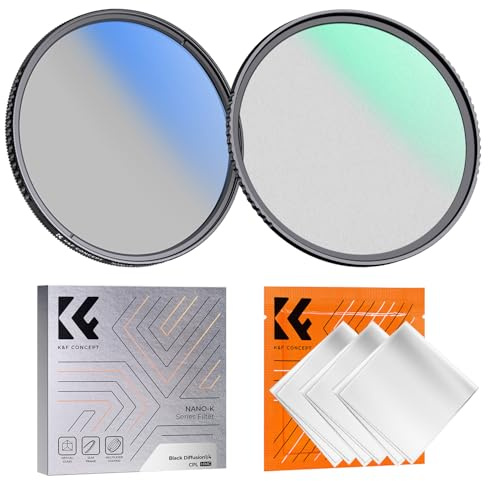 K&F CONCEPT Nano-Klear 62mm Kit de Filtro Black-Mist 1/4 + CPL | Filtro Polarizador CPL + Black Diffusion 1/4 con Nano Revestimiento 3 Paños de Limpieza - FS305