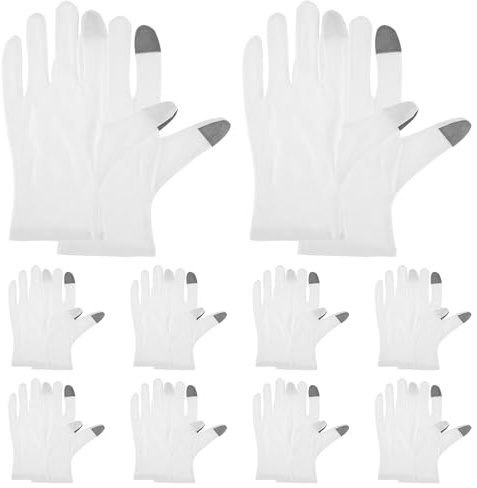 Feuchtigkeitsspendende Handschuhe,20 Stück (10 Paar) Weiß Baumwollhandschuhe,Bequem und Atmungsaktiv,Textilhandschuhe,für Trockene Hände,Neurodermitis,Feuchtigkeitspflege,Schmuck Untersuchen