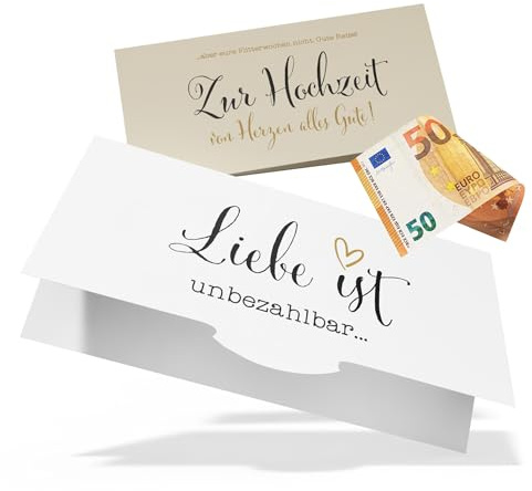 Creatastic Liebe ist unbezahlbar - Hochzeitskarte Geldgeschenk Hochzeit | elegante Mappe und Klappkarte, DIN lang, Hochzeitsgeschenk Geld, Geldgeschenke zur Hochzeit Karte, Geldgeschenk Reise