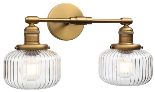Phansthy Wandleuchte 2 Flaming gestreiftem Klarglas wandlampe Vintage Industrie Loft-Wandleuchtung für Flur Schlafzimmer Wohnzimmer Küche Badezimmer Gästezimmer etc (Antike Farbe)