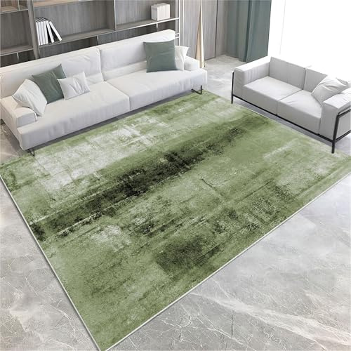 AUWUUA Waschbare Teppiche Wohnzimmer 250x300cm Grün Distressed Stil Modern Designer Weich Kurzflor Faltbar rutschfest Teppich für Schlafzimmer, Esszimmer, Türrahmen, Flur, Büro, Arbeitszimmer
