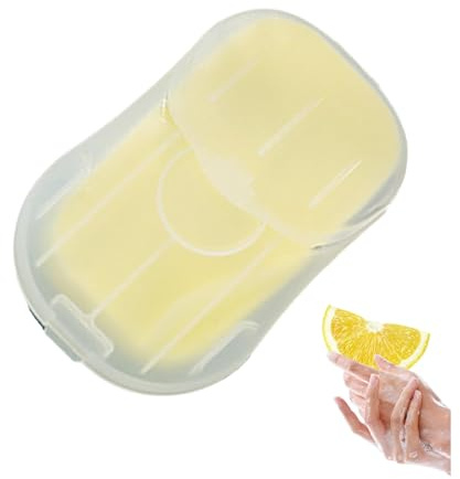 50PCS Portable Soap Sheets, Disposal Mini Thin Hand Wash with PP Case, Scented Hand Washing Paper Soap for Convenient Outdoor