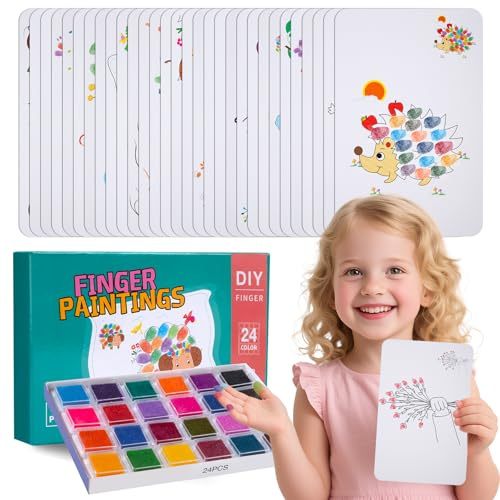 ZLLkeji Pittura per le dita libro da colorare per bambini 3 anni Set da Colorare Colori a Dita Educativo per Ragazzi e Ragazze 24 colori