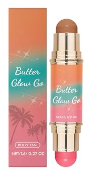 Highlighter & Konturenstift, Konturenstift mit zwei Enden, natürlich, Formt und hellt auf, Verblendbar & Vegan, Mehrfarbig, definierend, sofortiges Ergebnis (Dunkelbraun + Pink-7.6g)