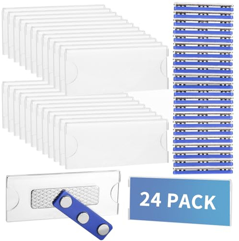 Namensschilder für Kleidung, 24 Stück Name Plate Magnet für Ausweishalter, Namensschild-Magnet für Kleidungs-ID-Halter mit 3-Punkt-Selbstklebemagneten