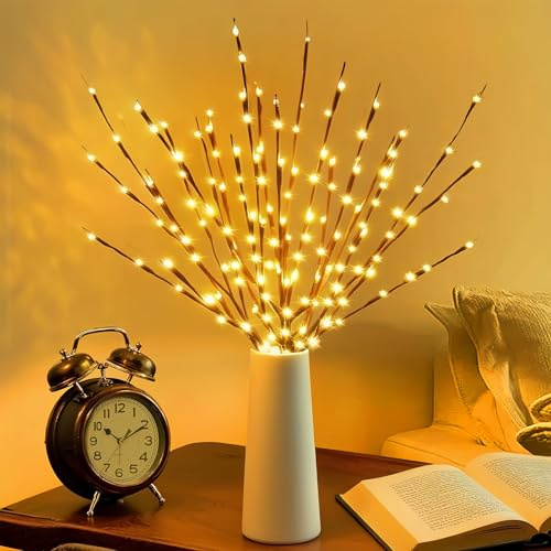 3 Pezzi Rami Luminosi Natalizi Decorazioni, 75LED Albero Luci LED Rami Betulla Albero di Natale Decorazioni 74CM USB Bianco Caldo Ramo Luminoso per Decorazione Natale Ringraziamento Pasqua