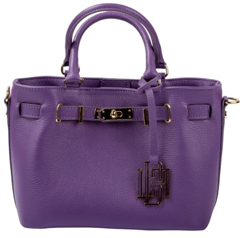 LBF - La Bottega di Firenze Borsa a Mano Euforia, Viola, 25x12x20 cm, Vera Pelle, Design Elegante, con Tracolla, Tasche Multiple, per Tutte le Stagioni