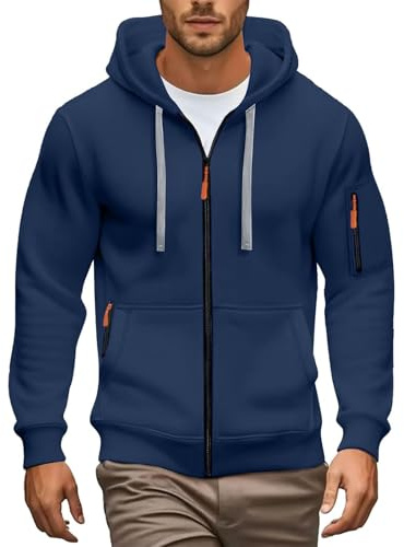 Felpa con cappuccio, da uomo, con cerniera, oversize, per le mezze stagioni, tinta unita, casual, con cappuccio, in cotone