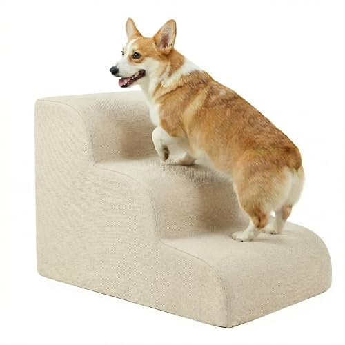 Gimars Scala per cani in schiuma 30D ad alta densità ed extra larga, stabile, a 3 gradini, altezza 40 cm, con copertura lavabile e base antiscivolo, rampa portatile per cani di piccola taglia, per