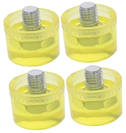 FUTUREORYY 4pcs Rubber Mallet Hammer Heads Replacement Set 25mm Yellow Rubber Striking Tips for Landscaping and Flooring Installation Sturdy Percussion Mallet Heads