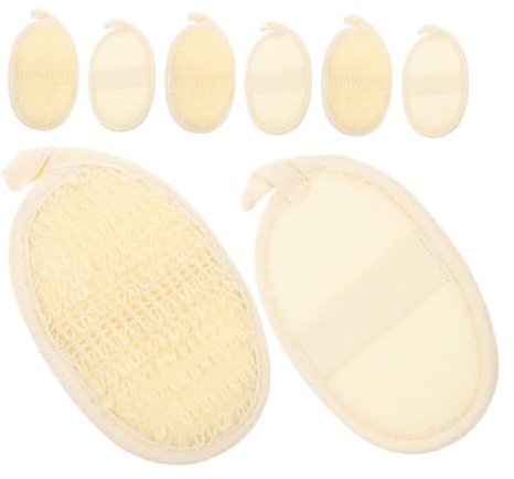 FRCOLOR 8 Stück Natürliche Loofah Peeling Pads Gesichts Körperpeeling Dusche Schwamm Wiederverwendbar Leicht Ergonomisch für Frauen und Männer zur Tiefen Porenreinigung