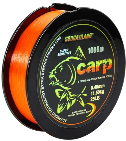 Yun Nong Fluoreszierende Karpfenschnur – Schnell sinkendes Monofilament, 300m/1000m (0,28/0,30/0,33/0,35/0,40mm) für Angeln bei schwachem Licht im Süßwasser