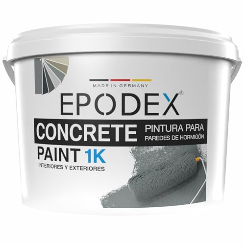 EPODEX 1K Betonfarbe, 6kg - Anthrazitgrau - Pastell | Bodenfarbe & Wandfarbe, hochdeckend, UV-beständig, abriebfest, Innen/Außen - 48m² bei einmaligem Anstrich