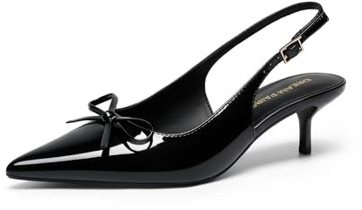 DREAM PAIRS Scarpe Slingback Tacco Basso Donna | Tacco kitten 5,5 cm, punta affusolata, fiocco, cinturino regolabile, fodera amica della pelle, eleganti.