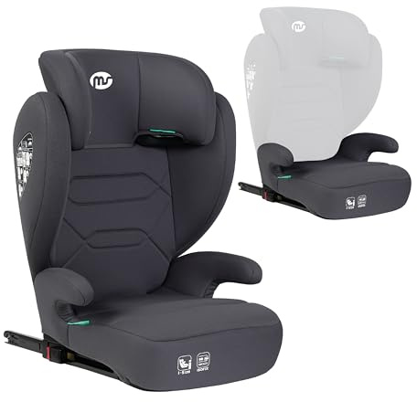 MS BabyWorld – BETA y ALPHA – Silla de coche Isofix Grupo 2/3 y alzador convertible | I-Size R129 | Universal | 15-36 kg | 100-150 cm | Cinturón de seguridad | Para bebés y niños (Alpha/Gris Oscuro)