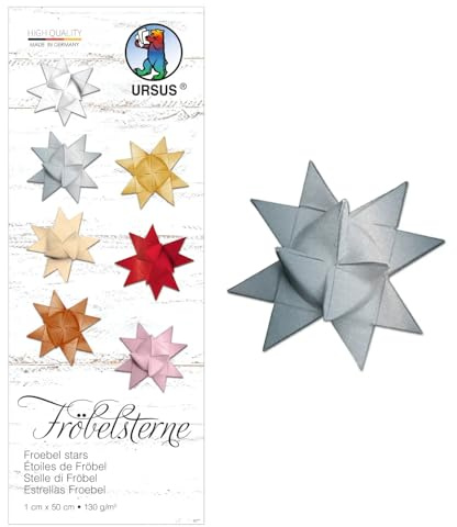 Papierstreifen für Fröbelsterne, 130g/qm, 100 Stück, 50 cm (Silber Glänzend, 1 cm, 100 Stück)