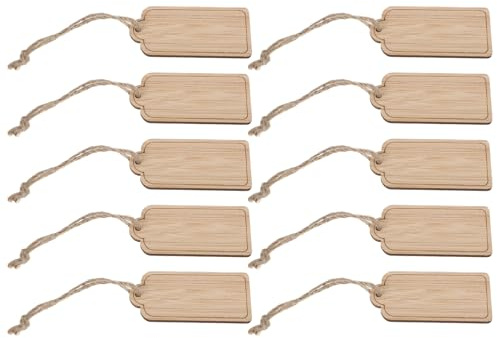 UKCOCO Etichette per Piante in Legno di Bambù con Corda, Set da 10 Pezzi, Riutilizzabili per Giardino e Piante da Esterno, Cartelli Rettangolari Resistenti per Orti, Decorazione