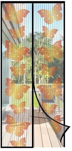 Sekey Fliegengitter Balkontür Magnet, Insektenschutz Tür 90x200 cm, Ohne Bohren, Stärkere Magneten als beim Klassik, Lichtdurchlässig, Reißfest, Wetterfest, Langlebig, 4cm Klettband Oben, Schwarz