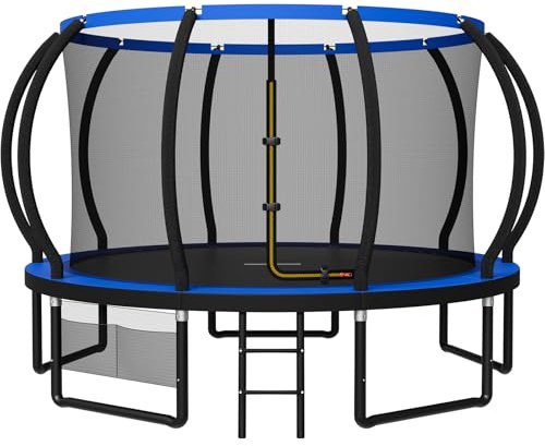 JUMMICO Trampolin Outdoor Ø 228/305/366/427/488 cm mit Schutznetz und Leiter, GS-geprüftes Freizeit-Trampolin für Kinder und Erwachsene, Rahmen mit Rostschutzbeschichtung, Belastbarkeit 150kg