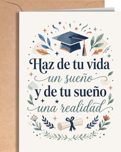 Tarjeta Felicitación Graduación - Tarjeta de Graduacion Primaria, Secundaria, Bachillerato, Carrera, Universidad, Master, Doctorado - Tarjeta Enhorabuena Oposiciones - Regalo para Graduación - EU 325