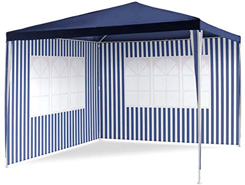 PE-Pavillon Partyzelt mit 2 Seitenteilen für Garten Terrasse Markt Camping Festival als Unterstand und Plane, wasserdicht 3 x 3 m blau