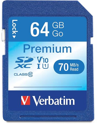 Verbatim SecureDigital SDXC, Class 10, 64GB, 90 MB/s