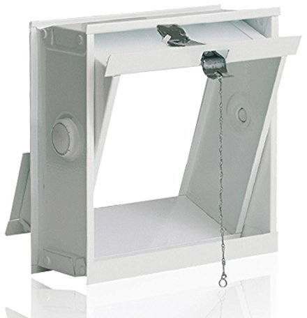 Fuchs Design Vantail d'aération blanc tôle d'acier (217x235x90 mm) pour 1 brique de verre (19x19x8 cm) - avec dispositif de traction