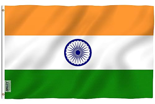 ANLEY Fly Breeze 3x5 Foot (90 X 150cm) India Flag - Vivid Color and UV Fade Resistant - Canvas Header and Double Stitched - Indian National Flags Polyester with Brass Grommets